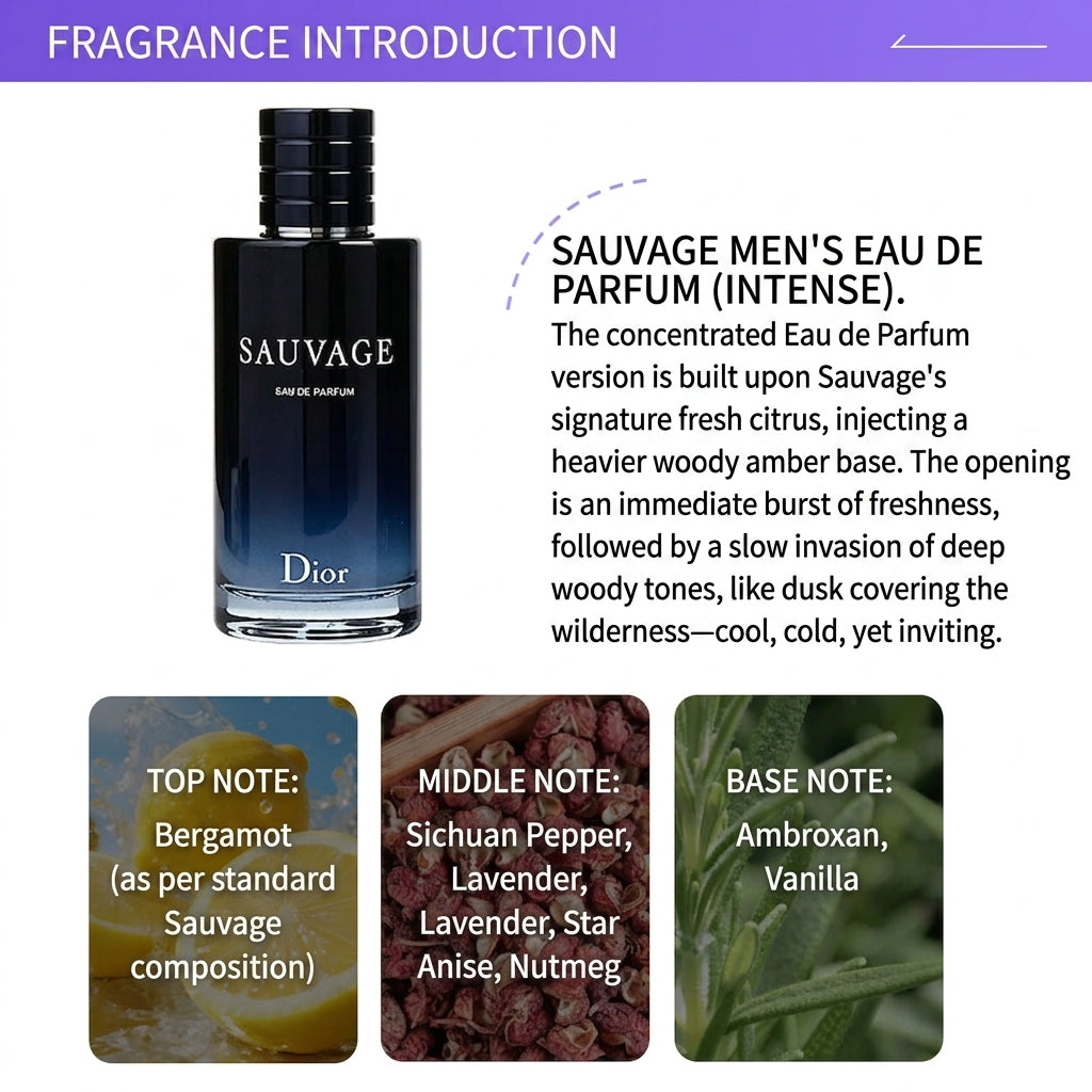 Dior Sauvage Parfum 100ml / 3.4 fl oz | Long‑Lasting Woody Citrus Spicy Fragrance for Men